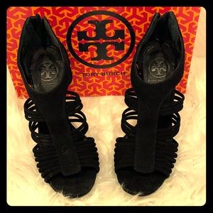 Tory Burch Sigourney Black Suede Sandals size 8